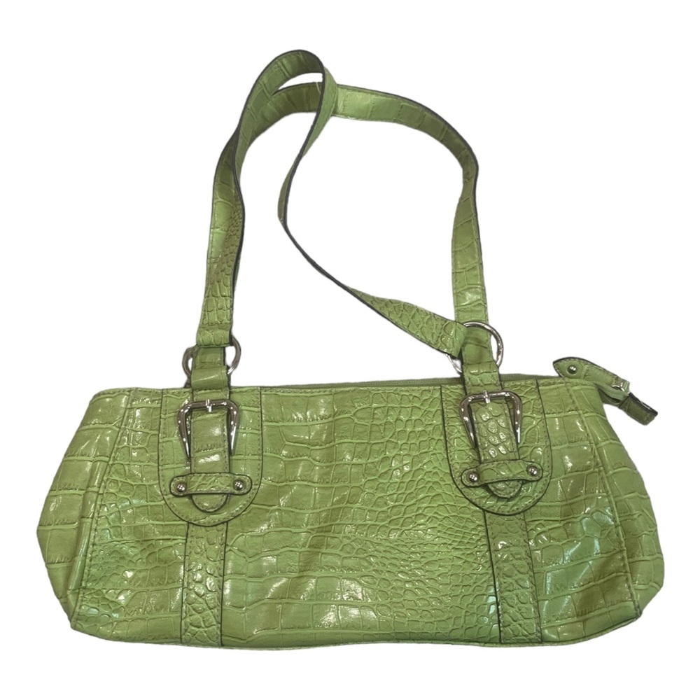Y2k Croft & Barrow Green Alligator Clutch Purse with Lots of Pockets